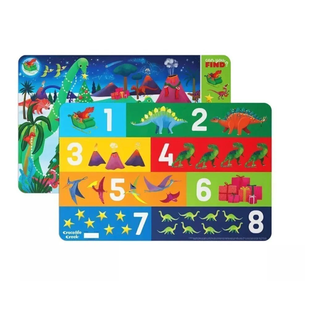 Crocodile Creek Holiday Double Sided Activity Placemats Holiday Cats/ Dinosaurs